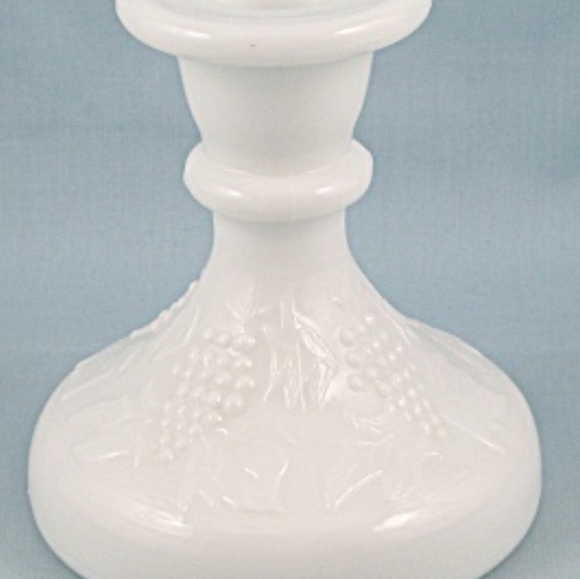 Vintage Milk Glass Candlestick Holders Harvest Grape Matching Set Rustic Decor - Picture 6 of 9